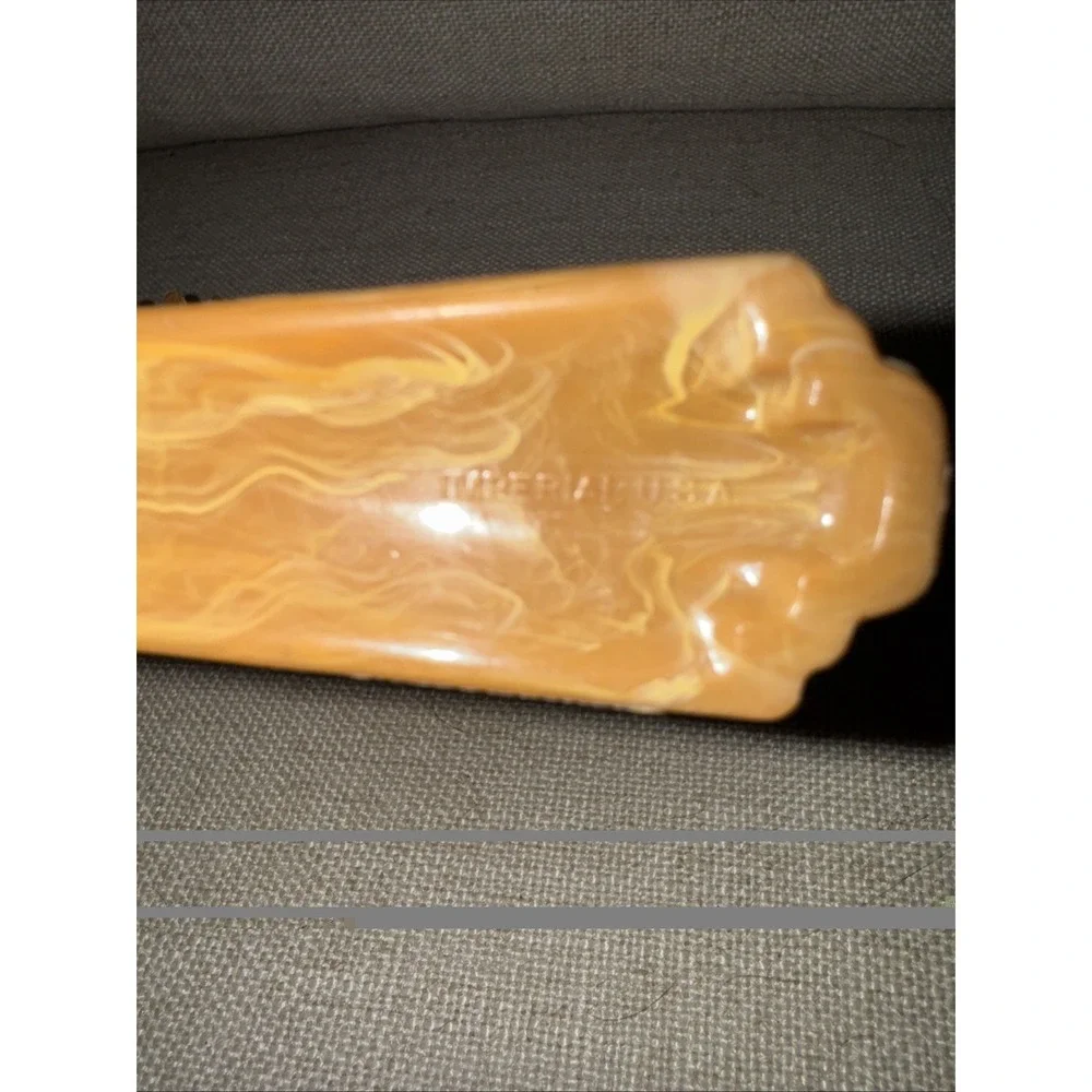Vintage Imperial USA PlasticServing Spoon‎ And Fork Marbled Butterscotch 8 1/2